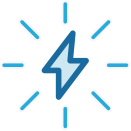 Blue spark lightning icon